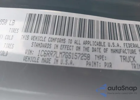 2016 Ram 1500 Lone Star из США, поврежденный, VIN 1C6RR7LM7GS157258